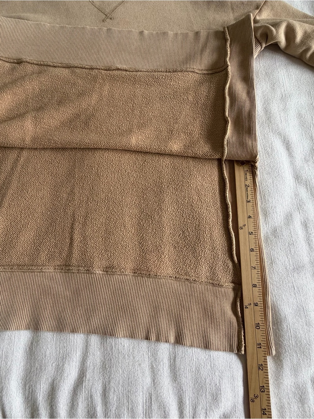 Aerie Sweatshirt Womens S Beige Terry Crew Neck Pullover Longline Casual Lounge - Picture 5 of 11
